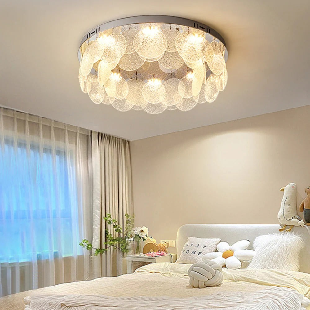 Minimalist Flush Mount Light – Suspended LED Disks