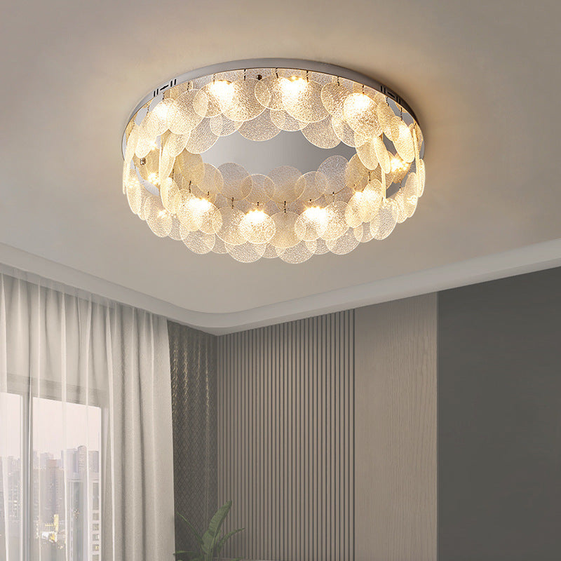 Minimalist Flush Mount Light – Suspended LED Disks