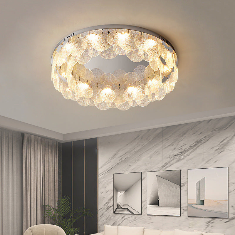 Minimalist Flush Mount Light – Suspended LED Disks