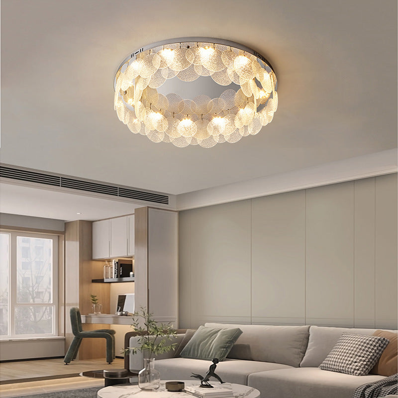 Minimalist Flush Mount Light – Suspended LED Disks