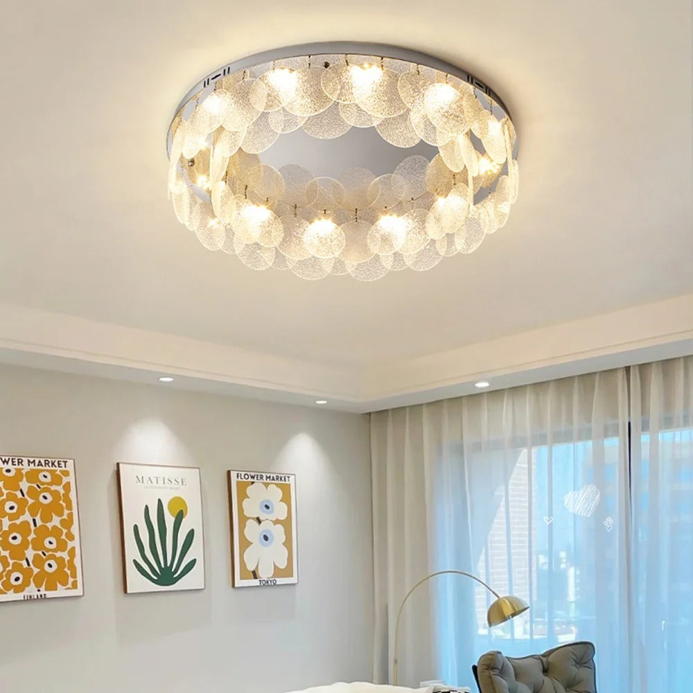 Minimalist Flush Mount Light – Suspended LED Disks