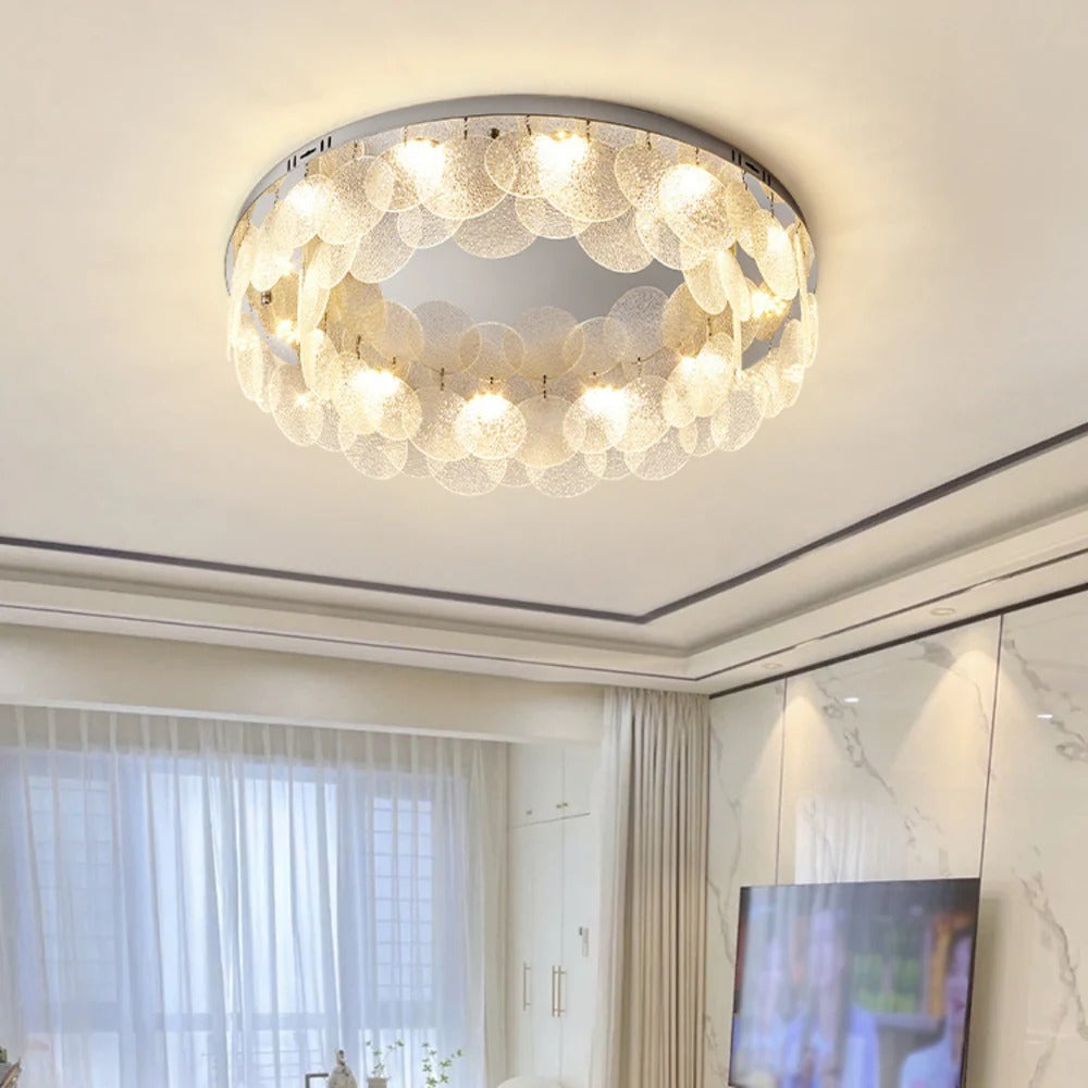 Minimalist Flush Mount Light – Suspended LED Disks