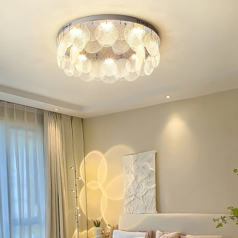 Minimalist Flush Mount Light – Suspended LED Disks