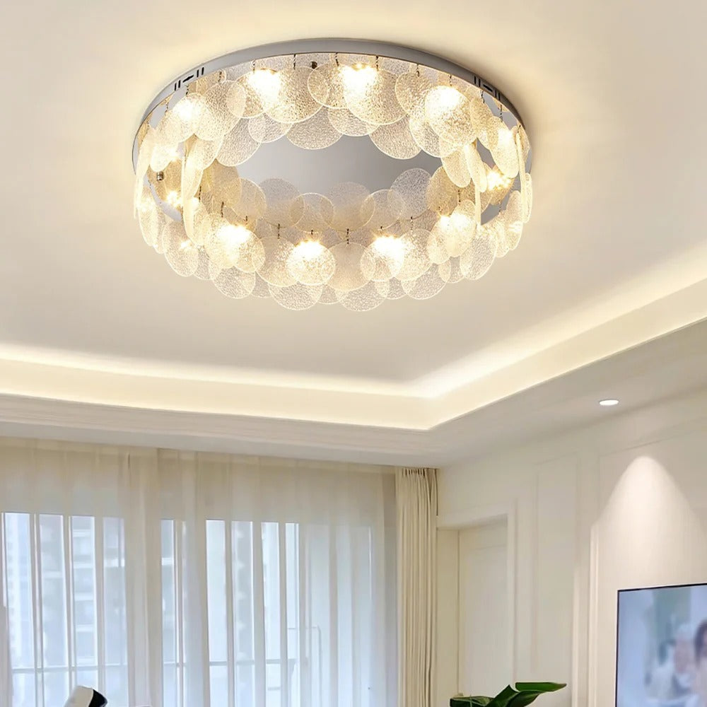 Minimalist Flush Mount Light – Suspended LED Disks