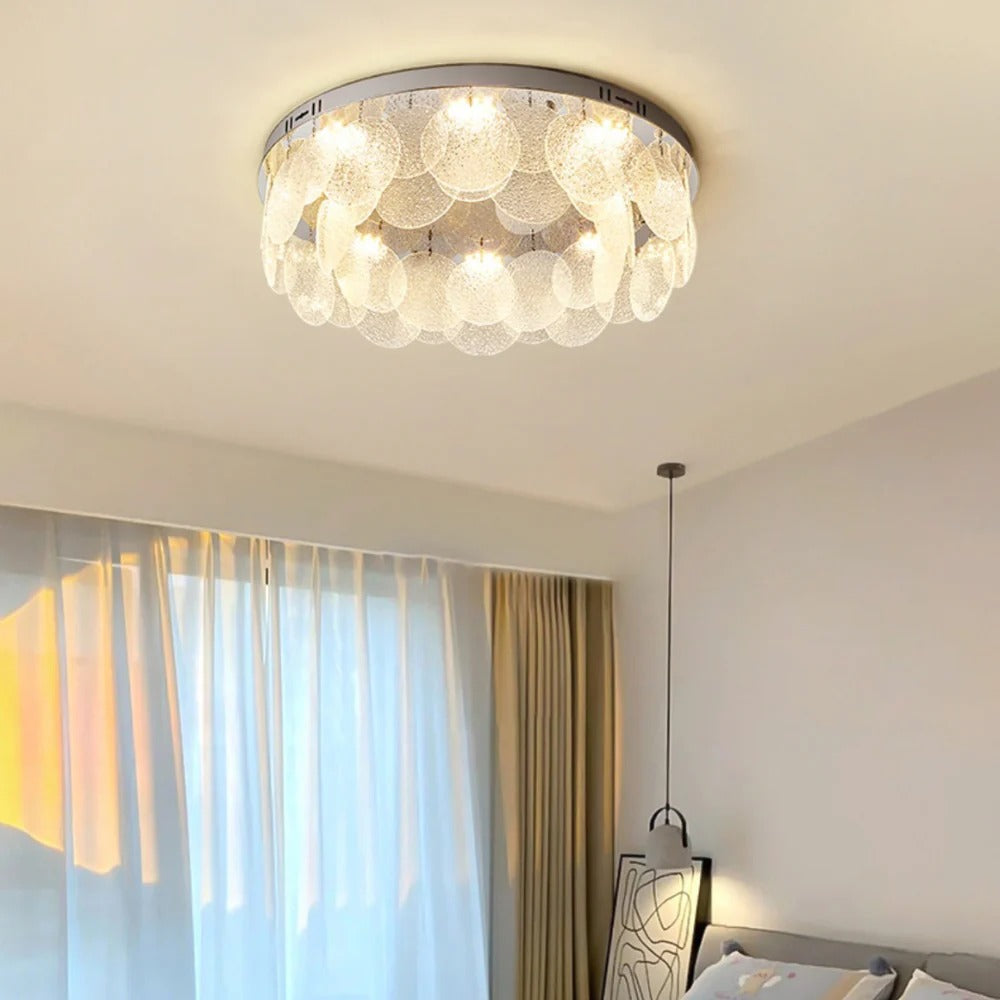 Minimalist Flush Mount Light – Suspended LED Disks