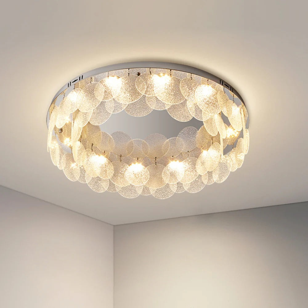 Minimalist Flush Mount Light – Suspended LED Disks