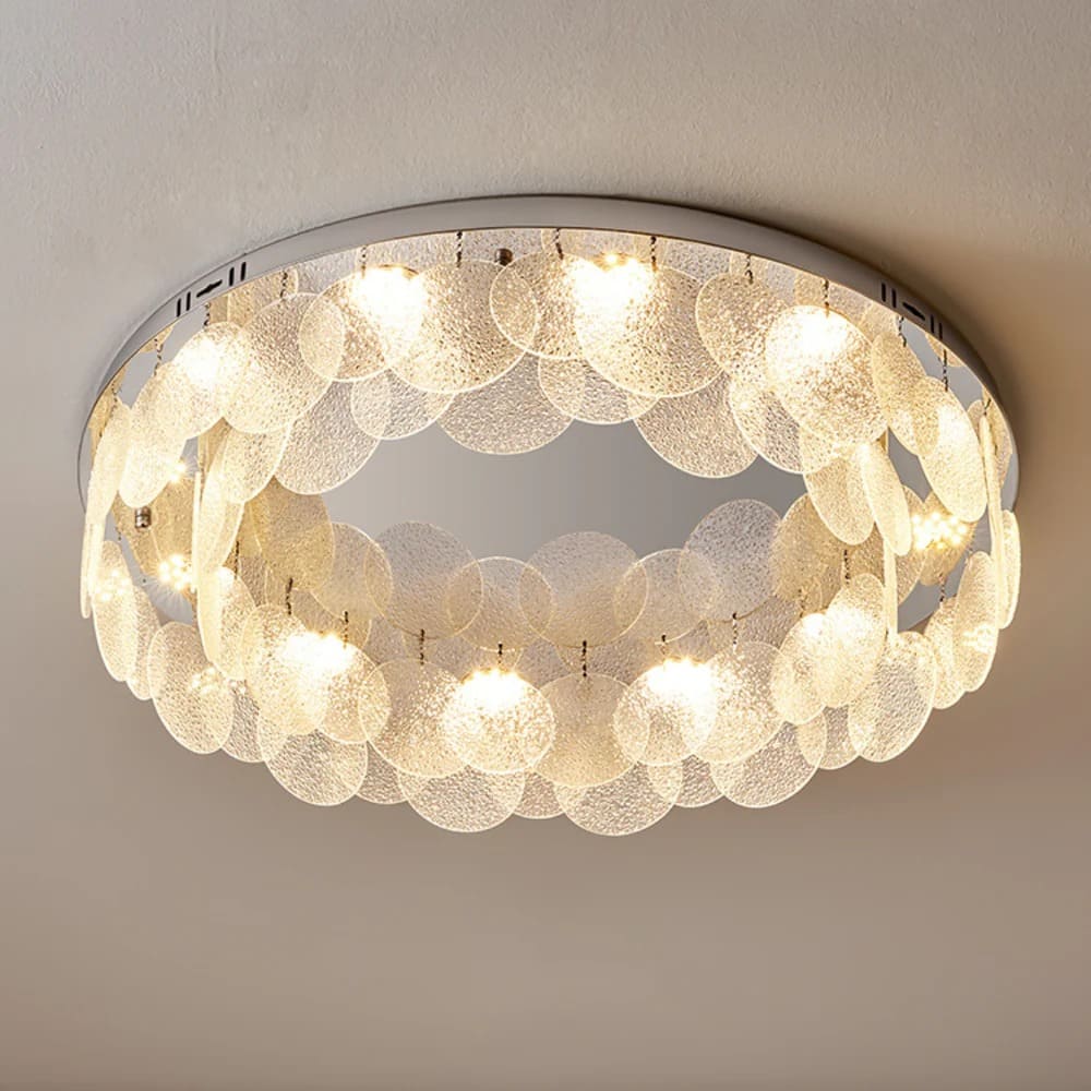 Minimalist Flush Mount Light – Suspended LED Disks