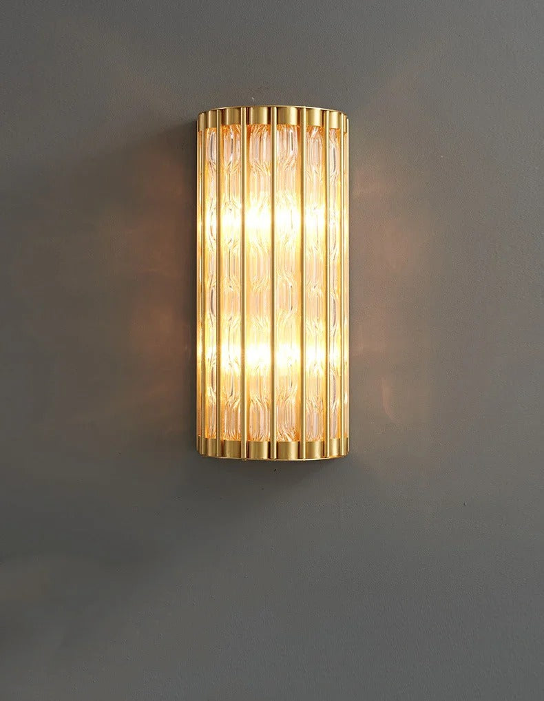 Art Deco Cylindrical Vertical-Rod Wall Sconce