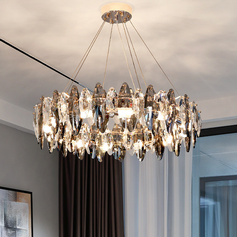 Elegant Chandelier with Smoke Grey Crystals