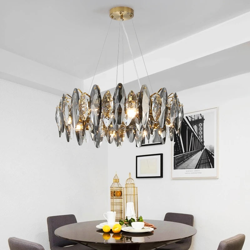 Elegant Chandelier with Smoke Grey Crystals