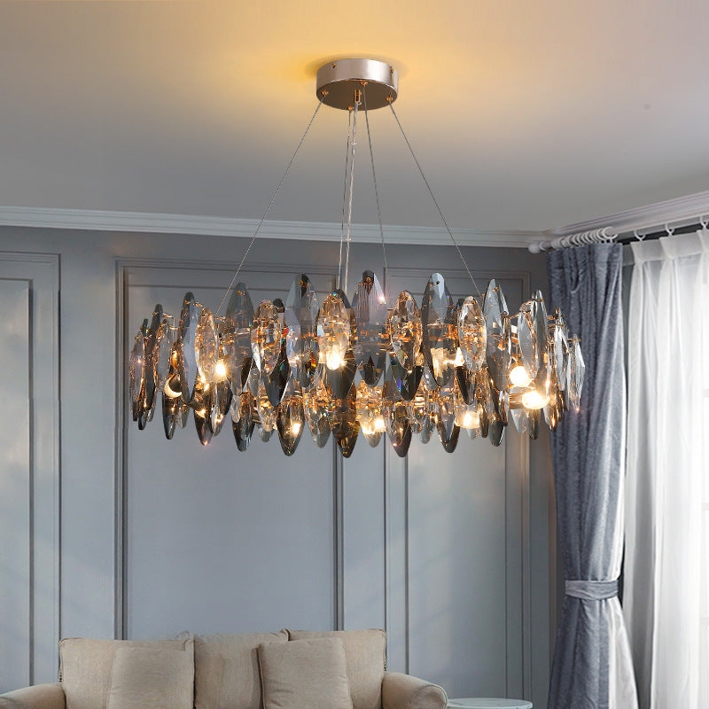 Elegant Chandelier with Smoke Grey Crystals