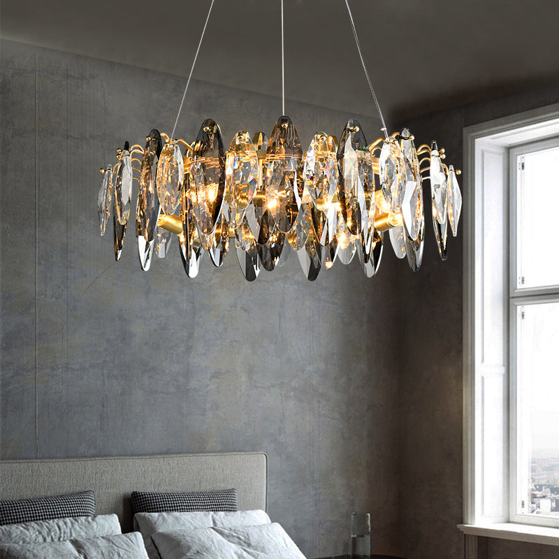Elegant Chandelier with Smoke Grey Crystals
