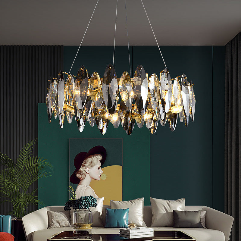 Elegant Chandelier with Smoke Grey Crystals