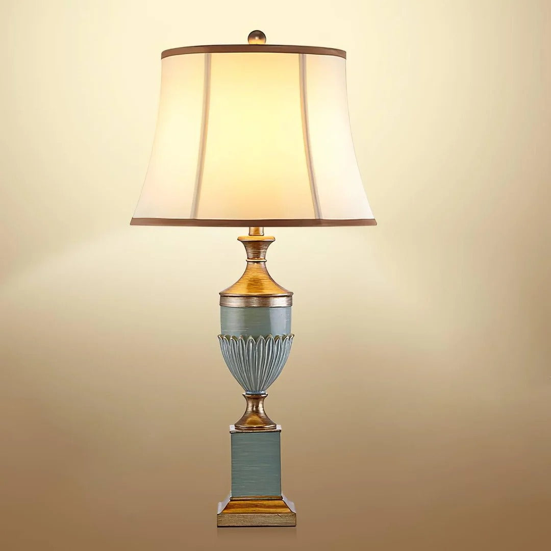Traditional Ribbed Table Lamp with Conical Shade