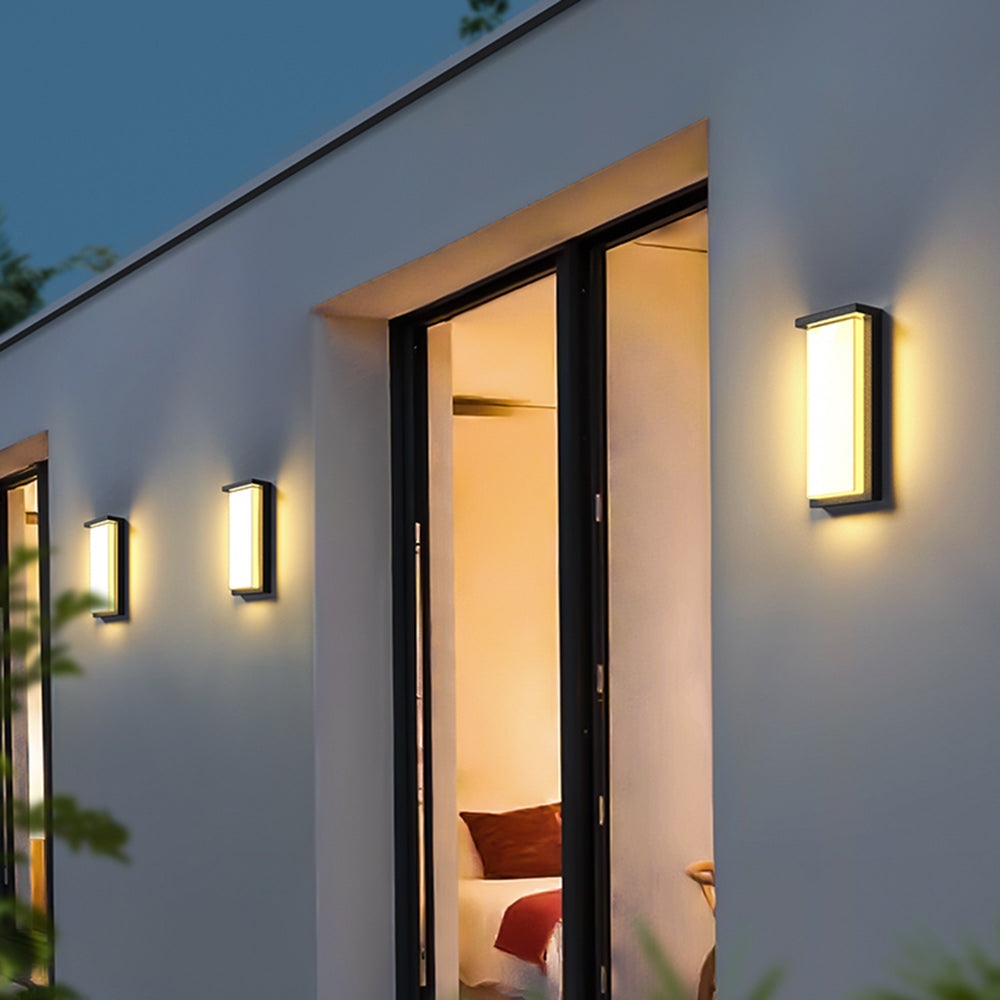 Minimalist Outdoor Wall Light – Black, Solar or Hardwired, Waterproof Design