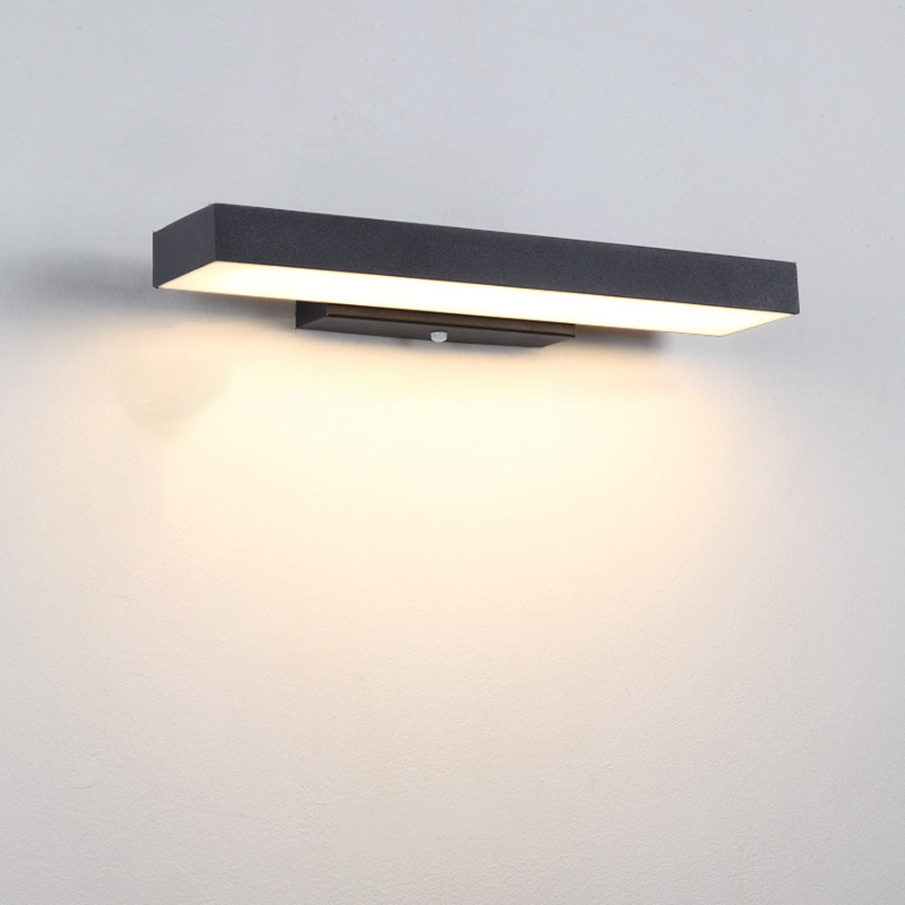 Minimalist Outdoor Wall Sconce – Black, Sensor or Steady, Multiple Sizes