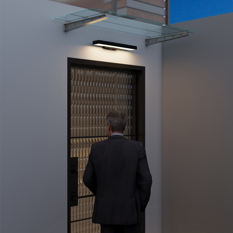Minimalist Outdoor Wall Sconce – Black, Sensor or Steady, Multiple Sizes