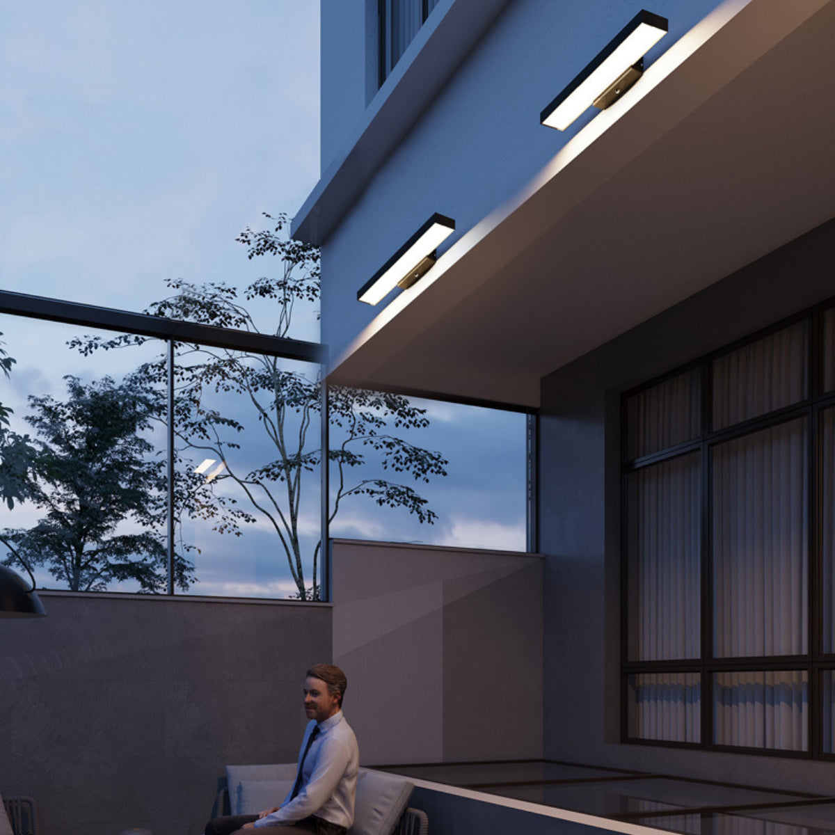 Minimalist Outdoor Wall Sconce – Black, Sensor or Steady, Multiple Sizes