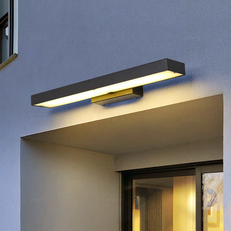 Minimalist Outdoor Wall Sconce – Black, Sensor or Steady, Multiple Sizes