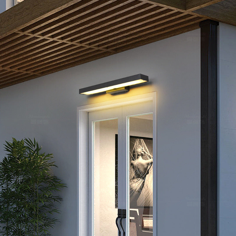 Minimalist Outdoor Wall Sconce – Black, Sensor or Steady, Multiple Sizes
