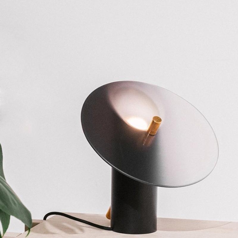 Minimalist Table Lamp featuring Tilted Disc Shade