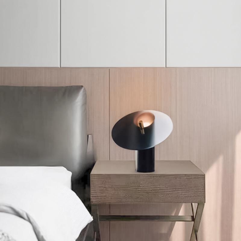 Minimalist Table Lamp featuring Tilted Disc Shade