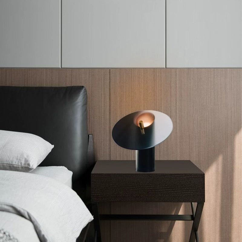 Minimalist Table Lamp featuring Tilted Disc Shade