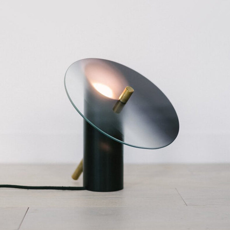 Minimalist Table Lamp featuring Tilted Disc Shade