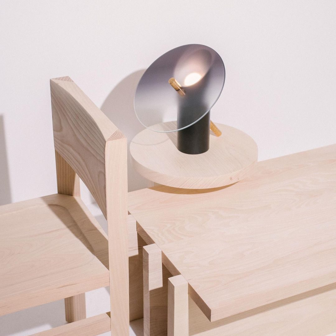 Minimalist Table Lamp featuring Tilted Disc Shade