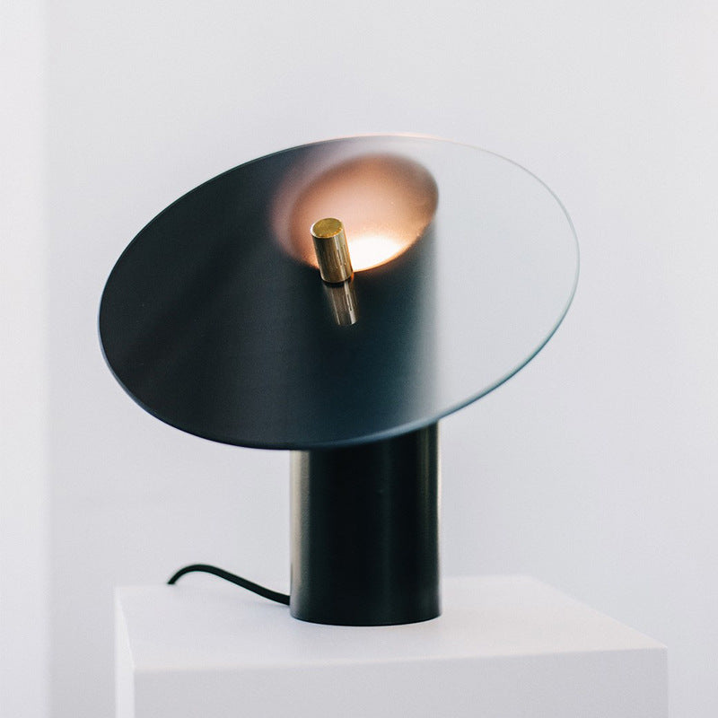 Minimalist Table Lamp featuring Tilted Disc Shade