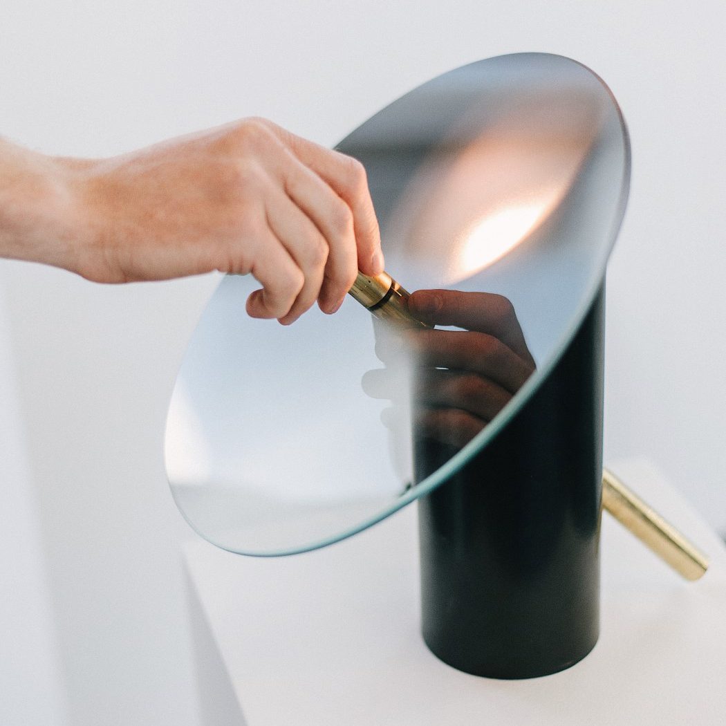 Minimalist Table Lamp featuring Tilted Disc Shade