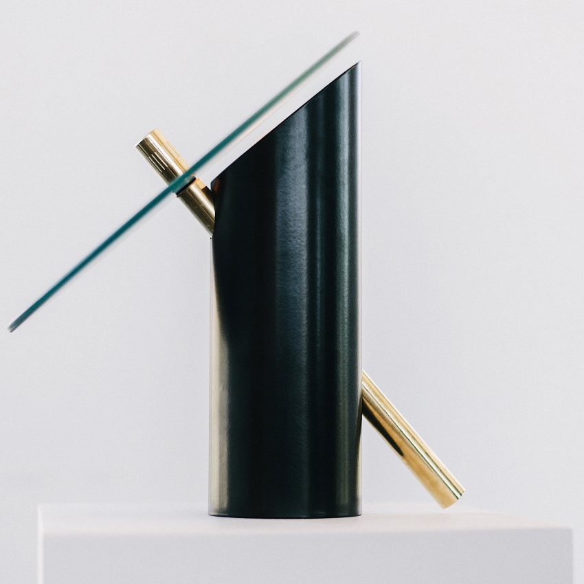 Minimalist Table Lamp featuring Tilted Disc Shade