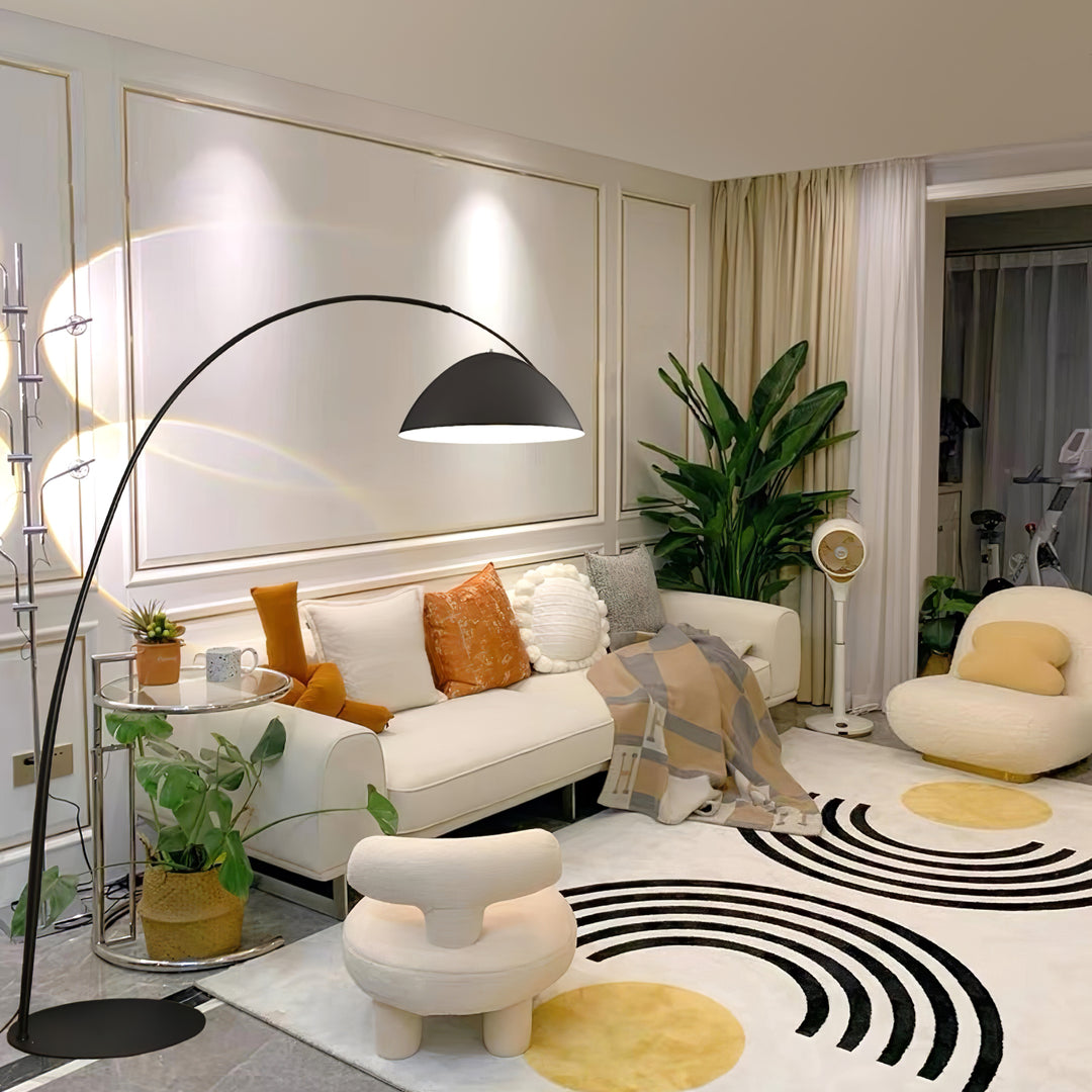 Minimalist Floor Lamp with Hemispherical Shade