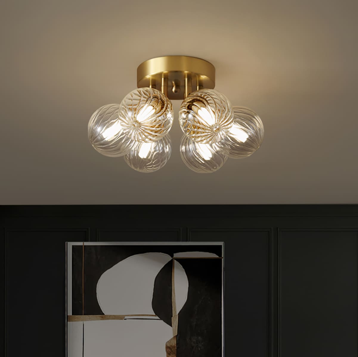 Semi-Flush Mount Art Deco Spherical Light Cluster