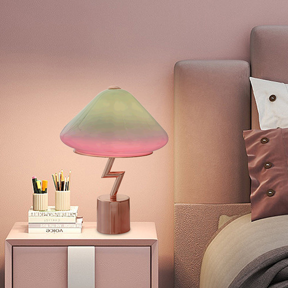 Retro Table Lamp with Mushroom Zigzag Support