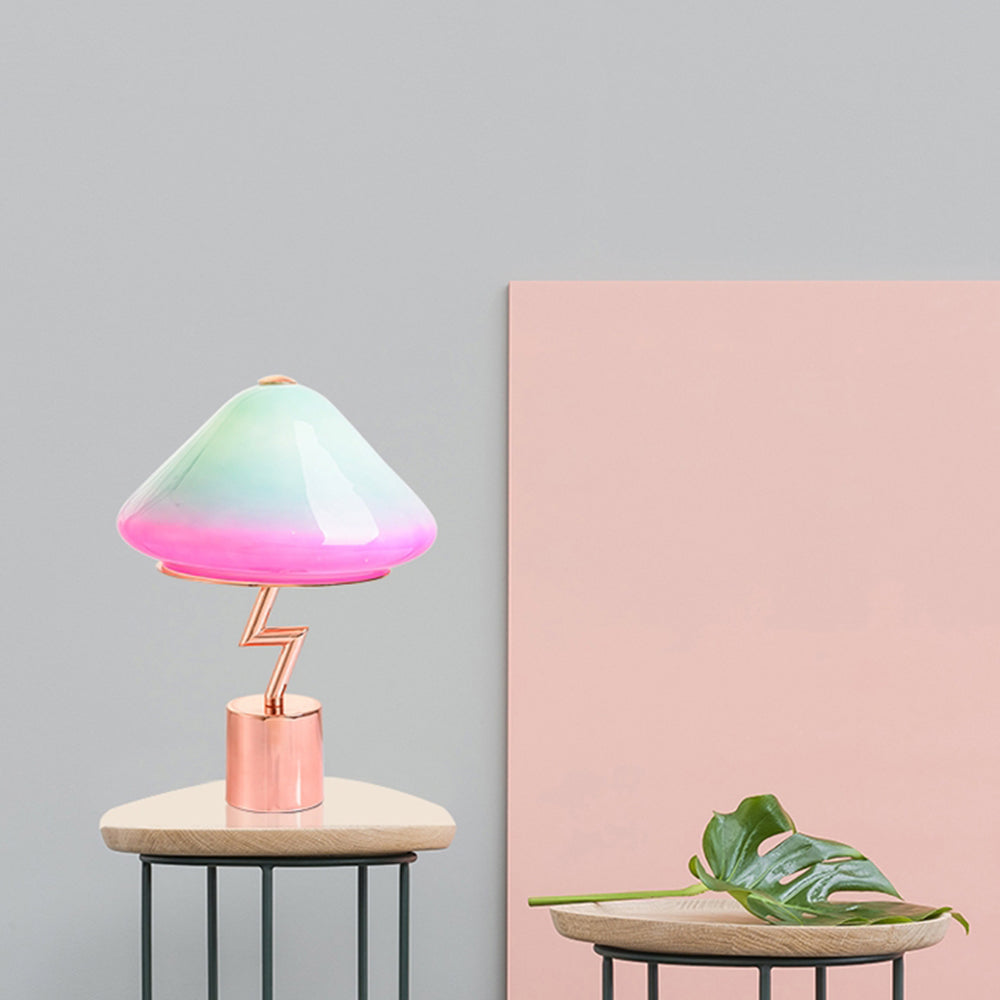 Retro Table Lamp with Mushroom Zigzag Support