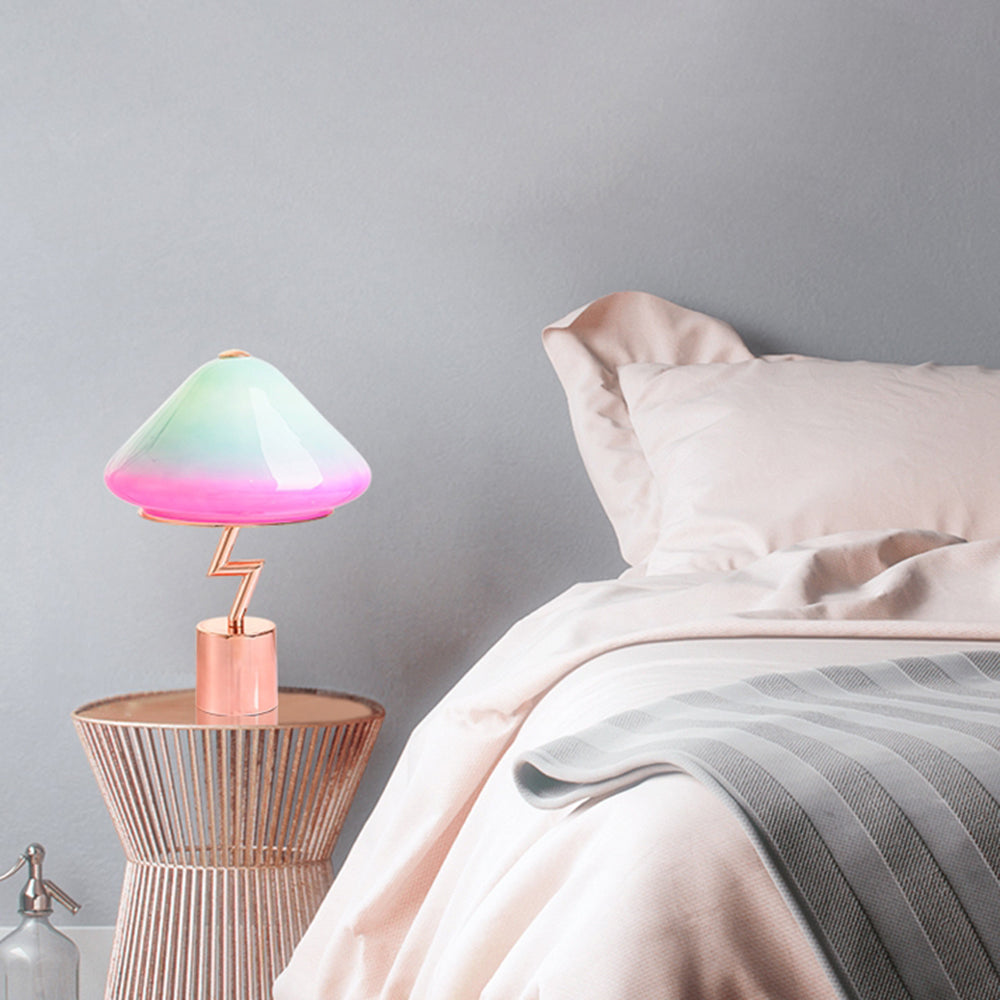 Retro Table Lamp with Mushroom Zigzag Support