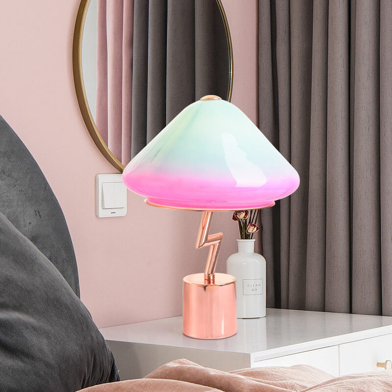 Retro Table Lamp with Mushroom Zigzag Support
