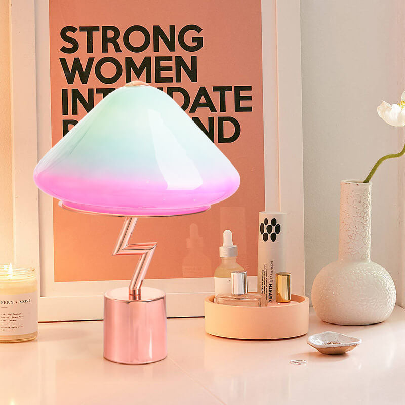 Retro Table Lamp with Mushroom Zigzag Support