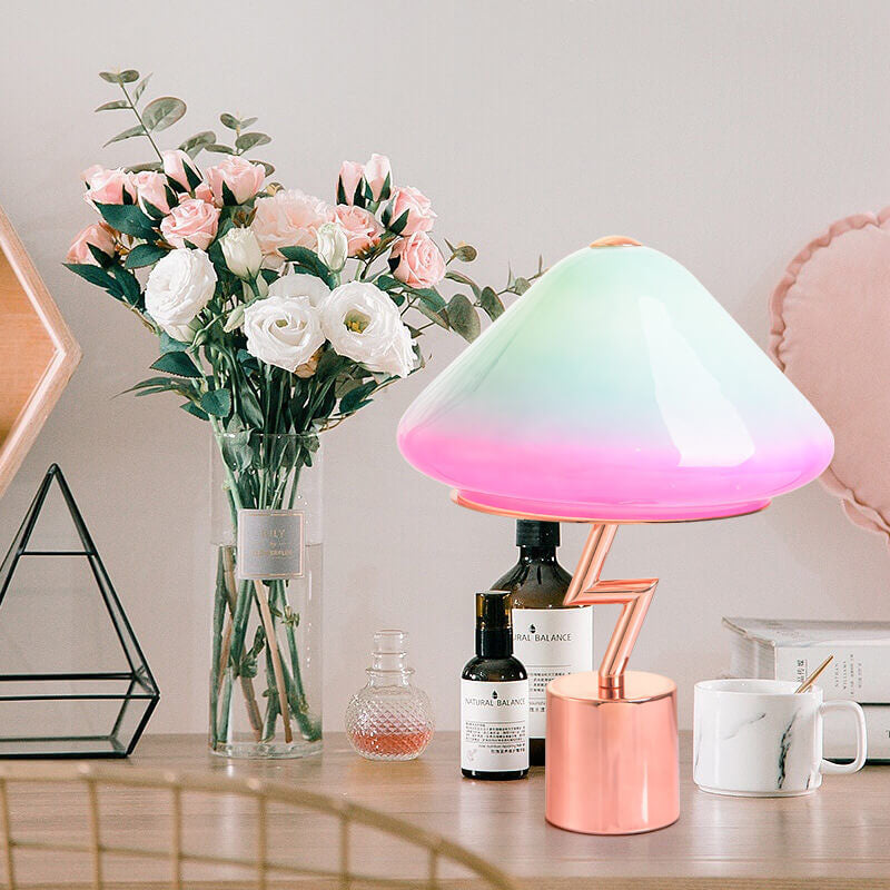 Retro Table Lamp with Mushroom Zigzag Support