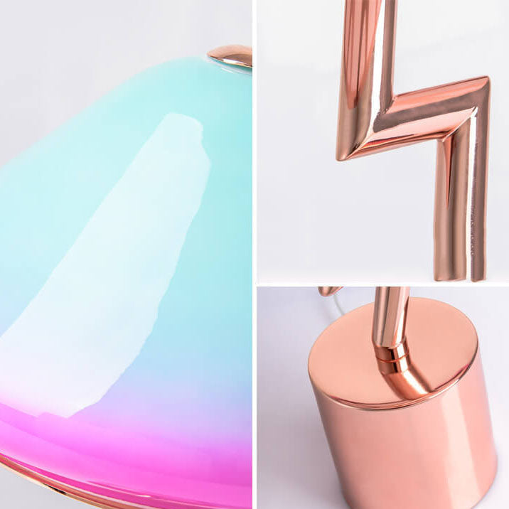 Retro Table Lamp with Mushroom Zigzag Support