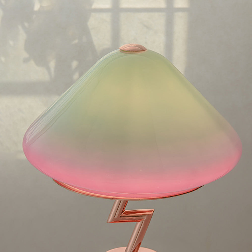 Retro Table Lamp with Mushroom Zigzag Support