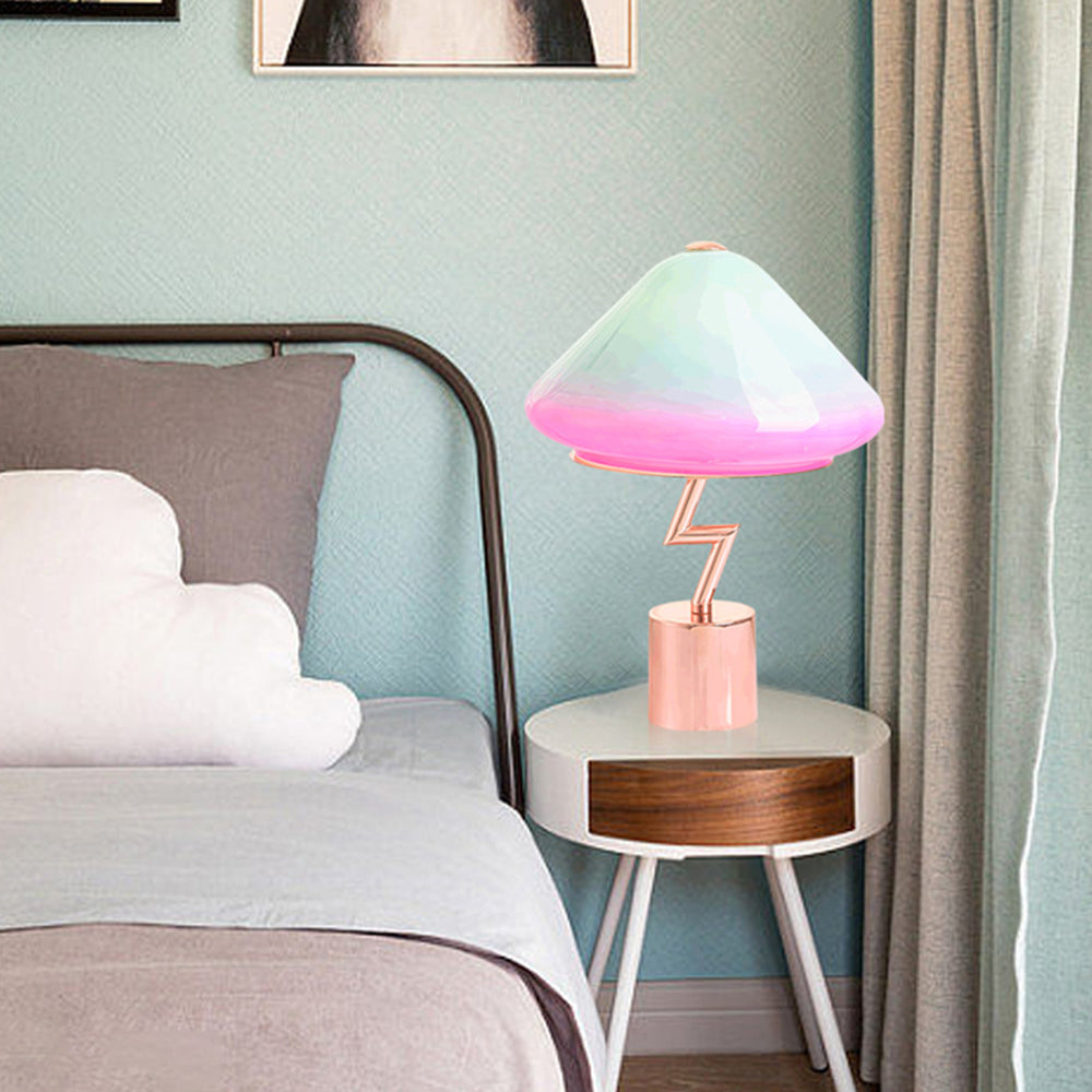 Retro Table Lamp with Mushroom Zigzag Support