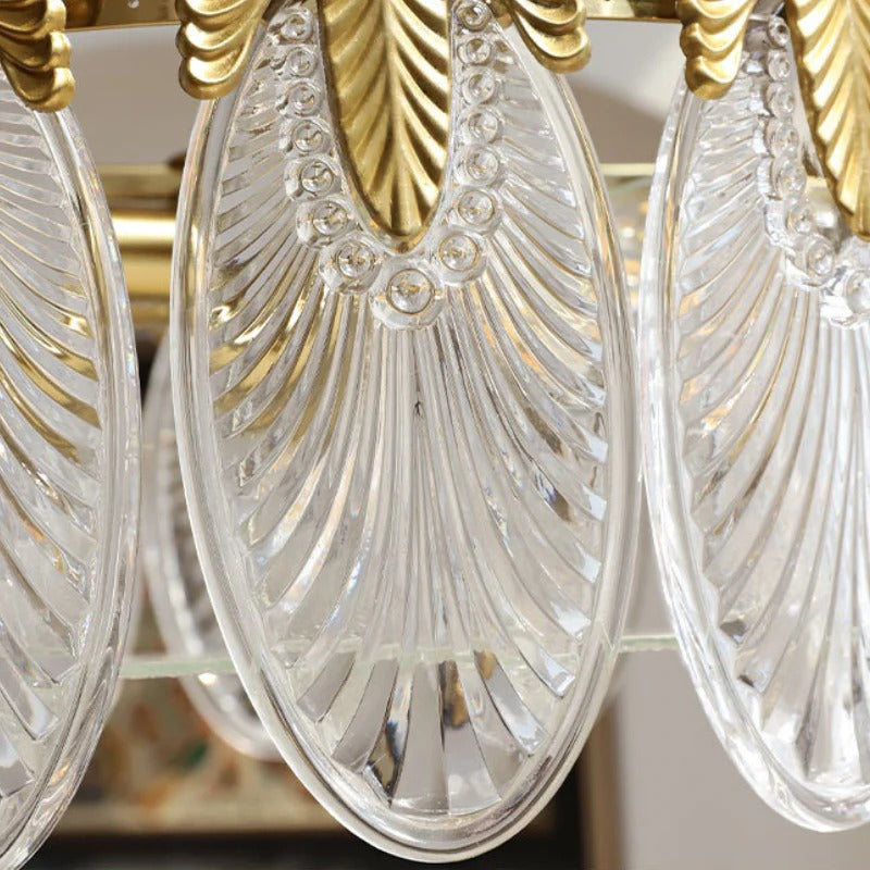 Copper Art Deco Chandelier & Textured Glass Petals