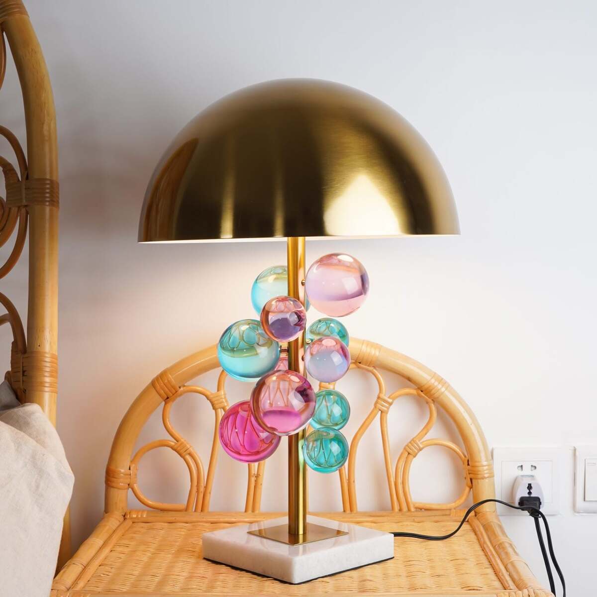 Geometric Hemispherical Dome Table Lamp – Art Deco