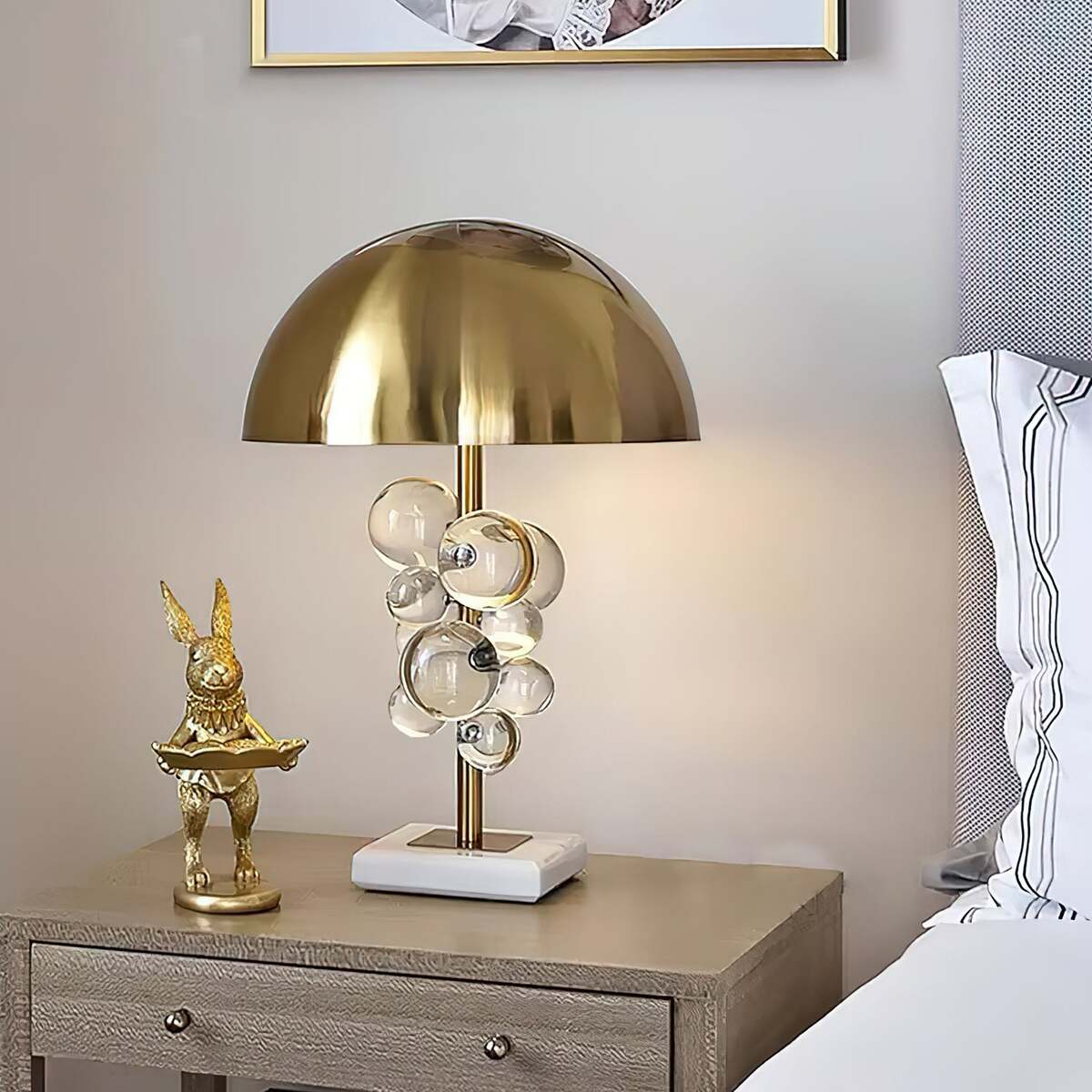 Geometric Hemispherical Dome Table Lamp – Art Deco