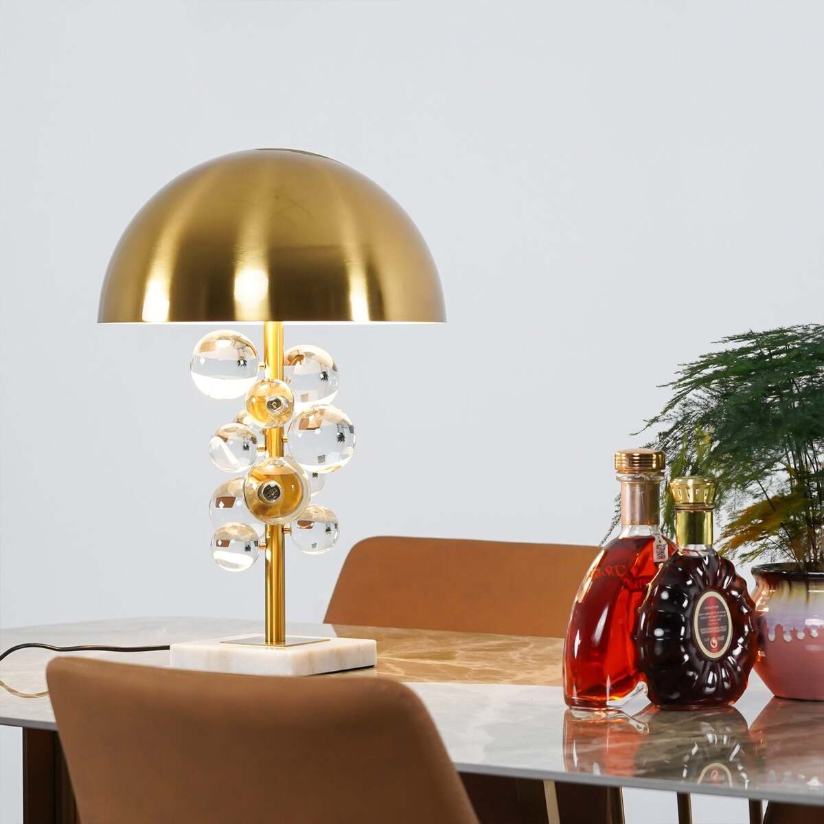 Geometric Hemispherical Dome Table Lamp – Art Deco