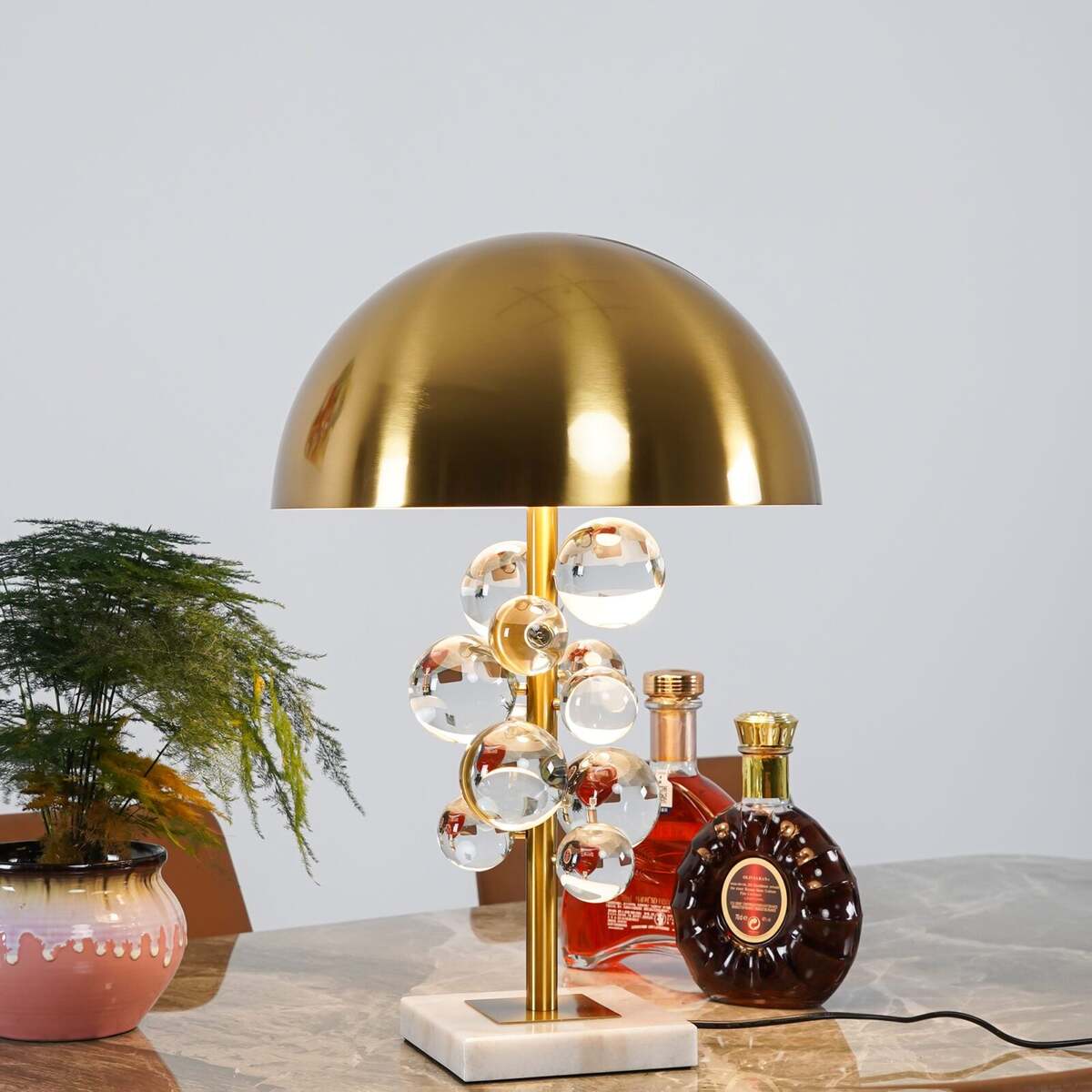 Geometric Hemispherical Dome Table Lamp – Art Deco