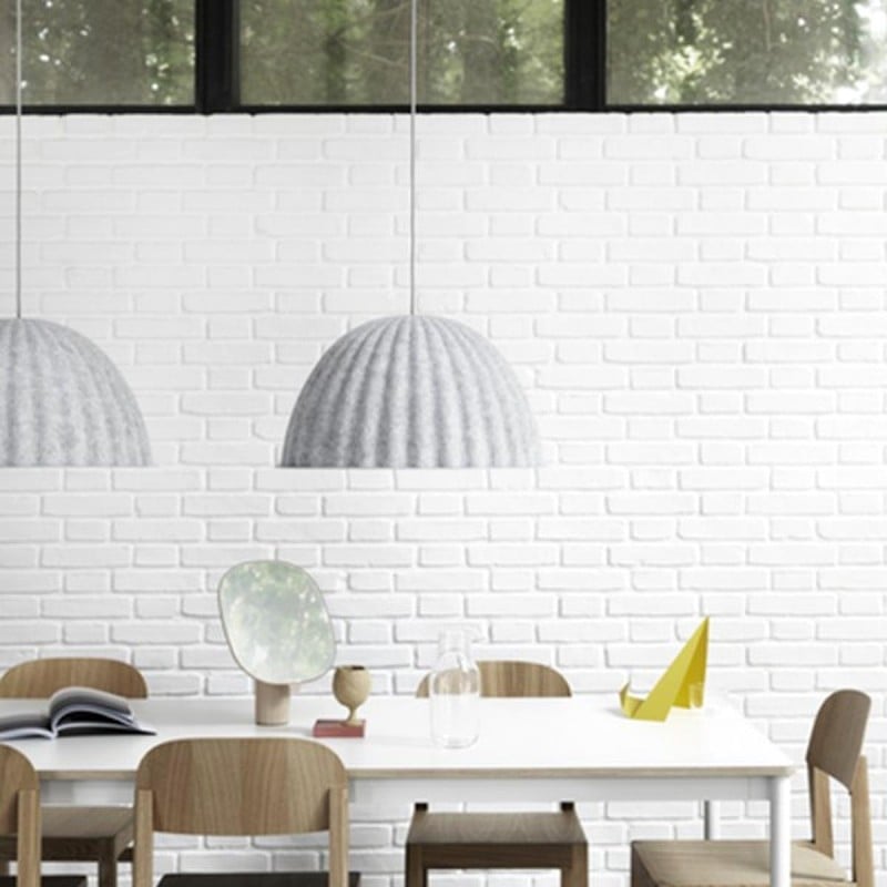 Minimalist Ribbed Hemispherical Pendant Light