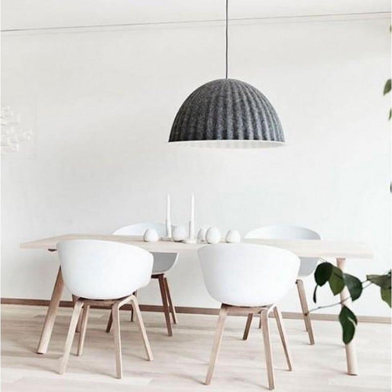 Minimalist Ribbed Hemispherical Pendant Light